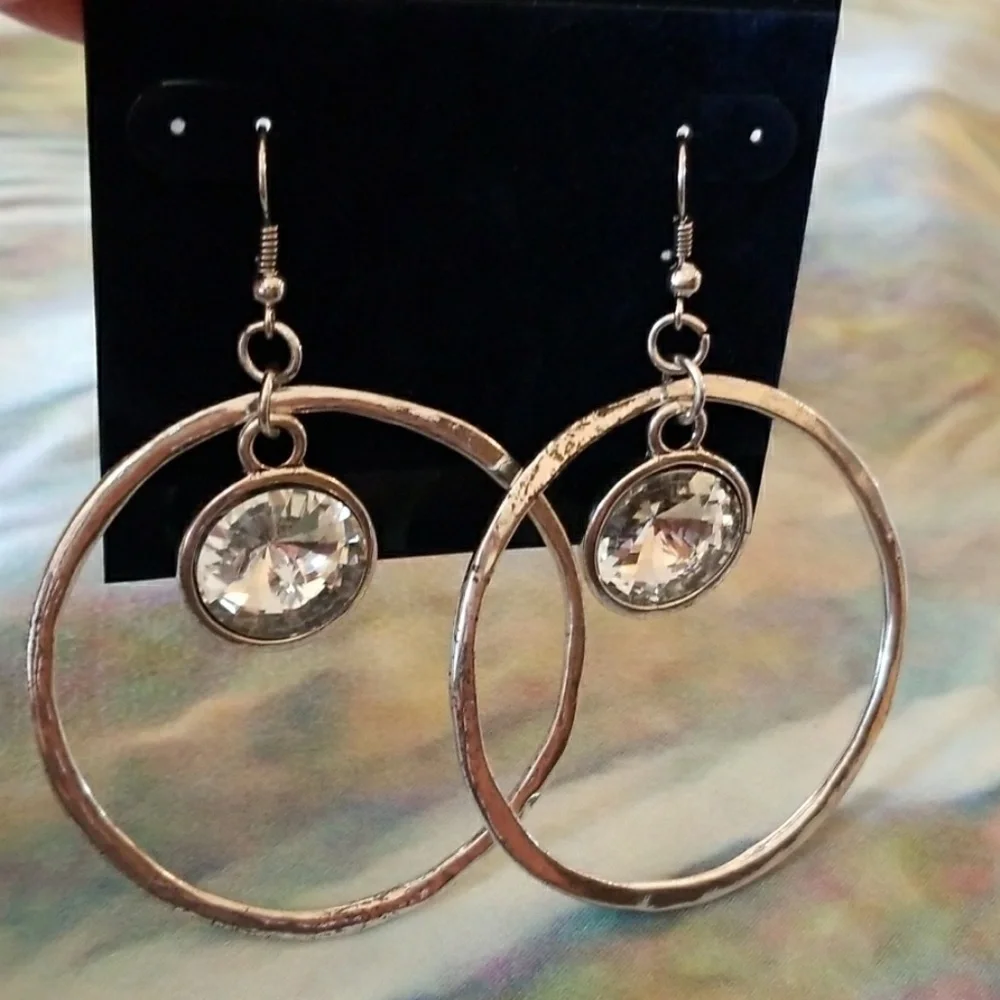 NIQUEA.D // ltd ed silver hoop large crystal hoop